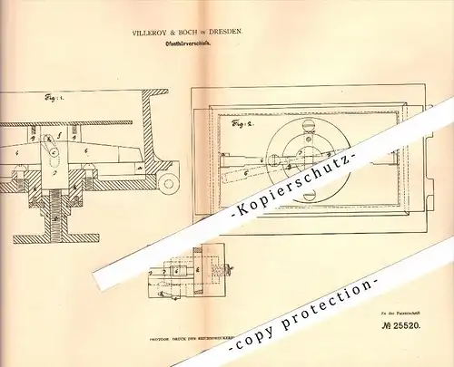 Original Patent - Villeroy & Boch in Dresden , 1883 , Ofen-Türverschluss , Heizungsbau !!!