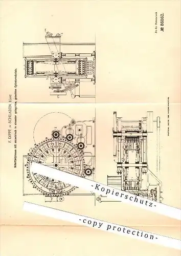 original Patent -  F. Dippe in Schladen , Harz , 1895 , Schnitzelpresse mit Zylindermänteln , Pressen !!!