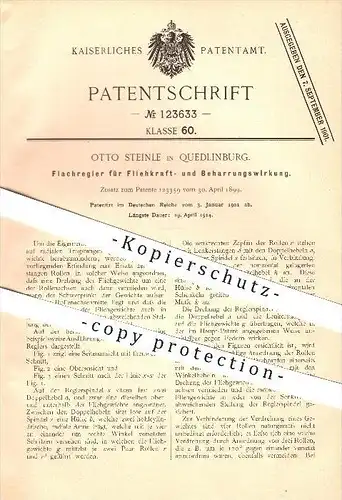 original Patent - Otto Steinle in Quedlinburg , 1901 , Flachregler für Fliehkraft- und Beharrungswirkung !!!