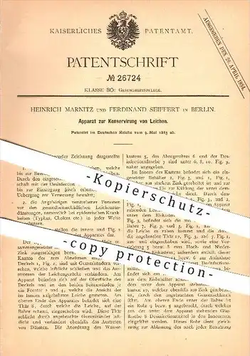 original Patent - H. Marnitz & Ferdinand Seiffert in Berlin , 1883 , Konservierung von Leichen , Bestattung , Mumie !!!