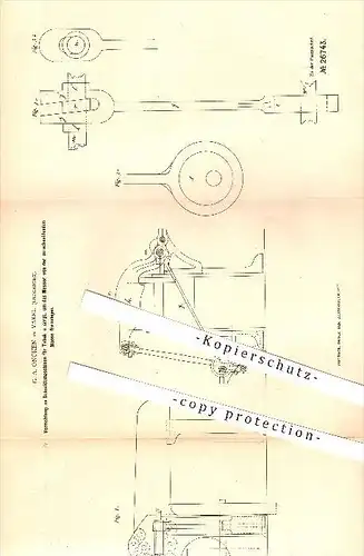 original Patent - G. A. Oncken in Varel , 1883 , Schneidemaschinen für Tabak , Zigarren , Zigaretten !!!