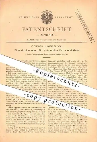 original Patent - C. Verch in Osnabrück , 1883 , Zündhütchen-Heber für gebrauchte Patronen , Munition , Waffen !!!