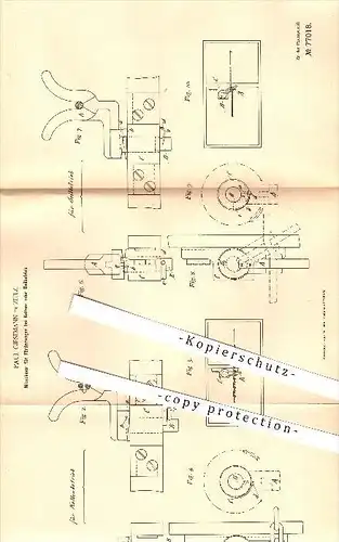 original Patent - Paul Giesemann in Zeitz , 1894 , Mitnehmer für Förderwagen bei Ketten- oder Seilbetrieb !!!