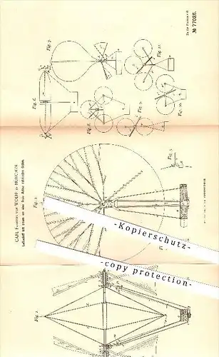 original Patent - Carl Freiherr von Wolff in München , 1893 , Luftschiff mit einem rotierenden Ballon , Zeppelin !!!