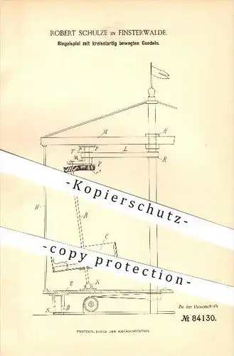 original Patent - Robert Schulze in Finsterwalde , 1895 , Ringspiel mit kreiselartig bewegten Gondeln !!!