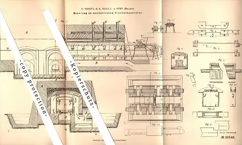 Original Patent - F. Nihoul in Nimy-les-Mons , Belgien , 1883 , mechanische Trockenapparate  !!!