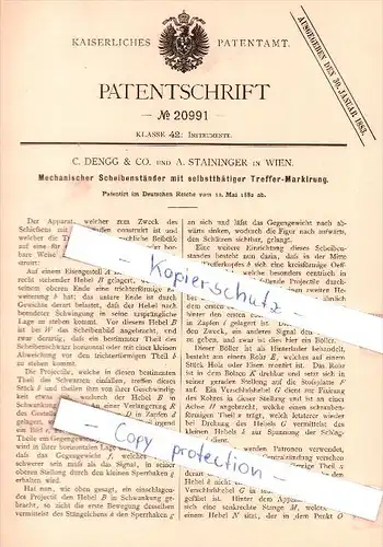 Original Patent - C. Dengg & Co. und A. Staininger in Wien , 1882 , Scheibenständer  !!!