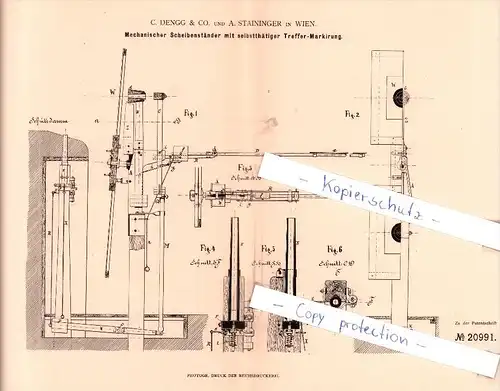 Original Patent - C. Dengg & Co. und A. Staininger in Wien , 1882 , Scheibenständer  !!!