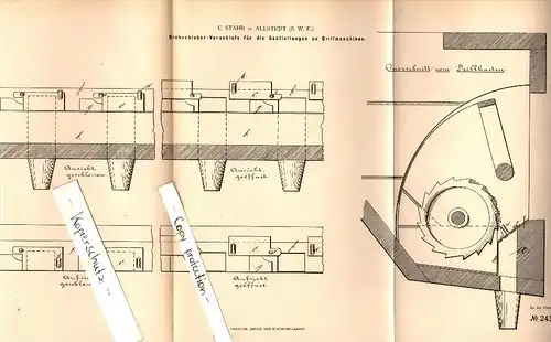 Original Patent - C. Stahr in Allstedt , 1883 , Drehschieber-Verschluß für Drillmaschinen , Landwirtschaft !!!