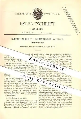 original Patent - Rudolph Meffert in Schneidhausen bei Kreuzau , 1884 , Walzentischheber , Metallbau , Düren !!!