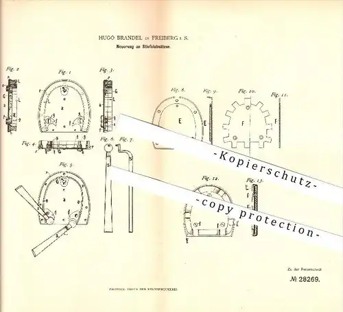 original Patent - Hugo Brändel in Freiberg i.S. , 1884 , Neuerung an Stiefelabsätzen , Stiefel , Schuhe , Schuster !!!
