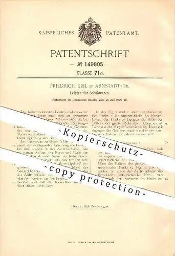 original Patent - Friedrich Keil in Arnstadt i.Th. , 1900 , Leisten für Schuhwaren , Schuhe , Schuster , Orthopädie !!!