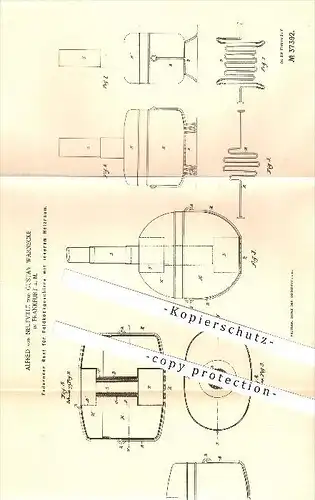 original Patent - Alfred von Neufville & Warnecke in Frankfurt , 1886 , Rost für Feldkochgeschirr mit Heizinnenraum !!!