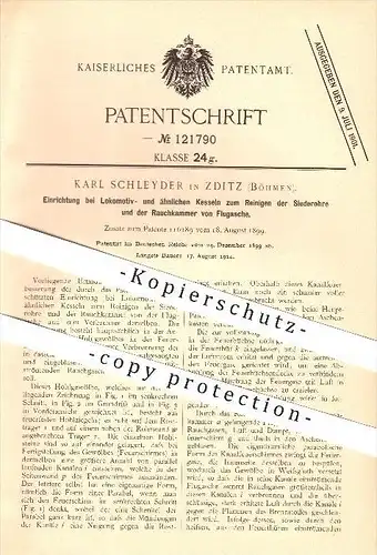 original Patent - Karl Schleyder in Zditz / Zdice , 1899 , Reinigen von Rohren u. Rauchkammer bei Lokomotivkesseln !!!