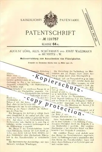 original Patent - A. Löhl , A. Schürmann , J. Waldmann in Münster , 1900 , Ausschank von Flüssigkeiten !!!