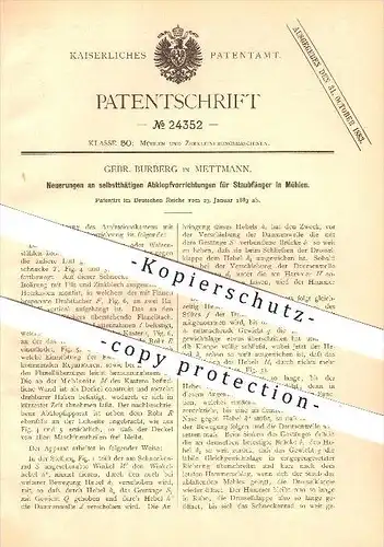original Patent - Gebr. Burberg in Mettmann , 1883 , Abklopfvorrichtung für Staubfänger an Mühlen !!!