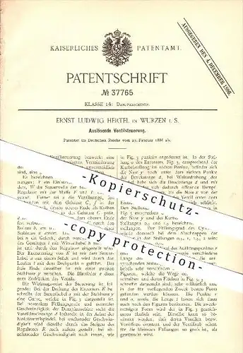 original Patent - Ernst Ludwig Hertel in Wurzen , 1886 , Auslösende Ventilsteuerung , Dampfmaschinen !!!   !!!