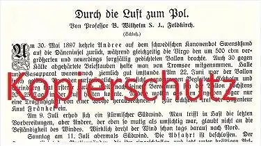 original Zeitungsbericht - 1911 - Flug zum Pol , Nordpol , Andree , Luftschiff , Wellmann Däneninsel , Polarforscher !!!