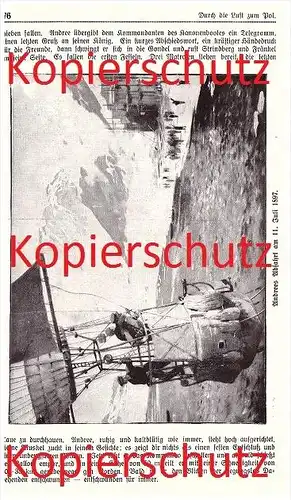 original Zeitungsbericht - 1911 - Flug zum Pol , Nordpol , Andree , Luftschiff , Wellmann Däneninsel , Polarforscher !!!