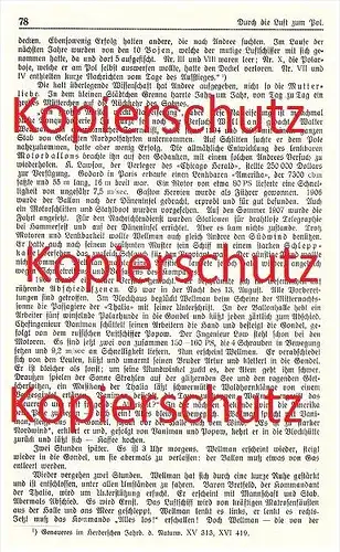 original Zeitungsbericht - 1911 - Flug zum Pol , Nordpol , Andree , Luftschiff , Wellmann Däneninsel , Polarforscher !!!