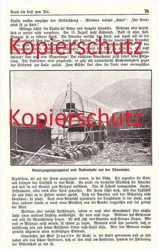 original Zeitungsbericht - 1911 - Flug zum Pol , Nordpol , Andree , Luftschiff , Wellmann Däneninsel , Polarforscher !!!