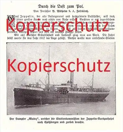 original Zeitungsbericht - 1911 - Flug zum Pol , Nordpol , Andree , Luftschiff , Wellmann Däneninsel , Polarforscher !!!