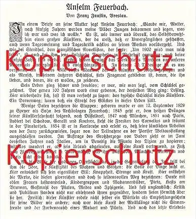 original Zeitungsbericht - 1911 - Anselm Feuerbach , Maler , Speyer , Rembrandt , Malerei , Gemälde !!!