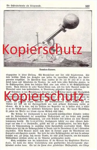 original Zeitungsbericht - 1911 - Die Schleuderbombe als Kriegswaffe , Kanone , Wurfgeschoss , Geschoss !!