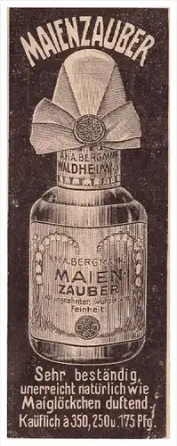 original Werbung - 1908 - Maienzauber , A.H. Bergmann in Waldheim i. Sa. , Maiglöckchen , Parfüm !!!