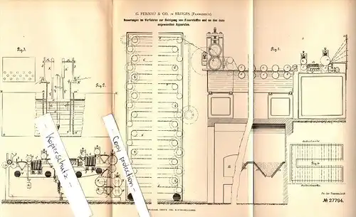 Original Patentschrift - G. Fernau & Co à  Bruges , 1882 ,  Appareil pour textiles de nettoyage !!!