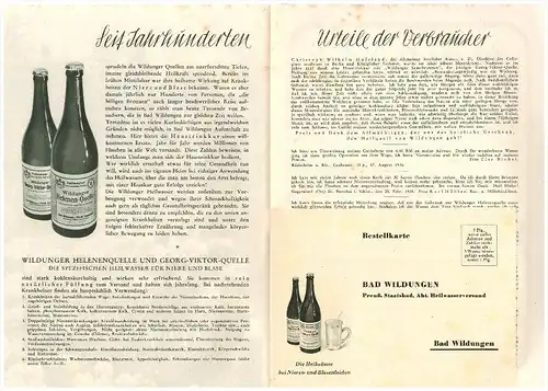 original Prospekt / Werbung - 1941 - Heilkräfte der Natur , Bad Wildungen , Heilwasser , Kur , Staatsbad , 4 seitig !!!