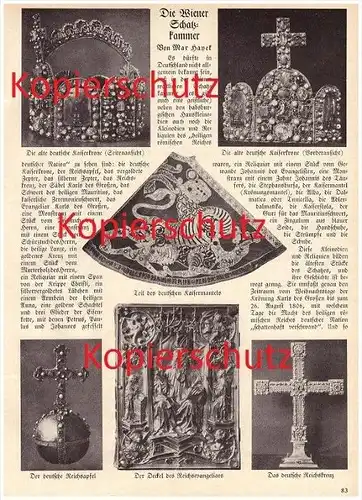 original Zeitungsbericht - 1928 - Die Wiener Schatzkammer , Kaiserkrone , Reichsapfel , Reichskreuz , Orden , Säbel !!!