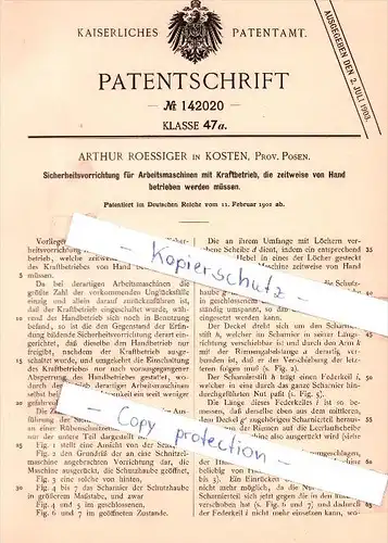 Original Patent - Arthur Roessiger in Kosten / Koscian , Posen , 1902 , Sicherheitsvorrichtung  !!!