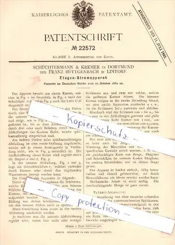 Original Patent - Schüchtermann & Kremer in Dortmund und Franz Büttgenbach in Lintorf , 1882  !!!