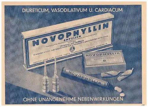 original Werbung - 1937 - NOVOPHYLLIN , Carl Klinke in Hamburg , Pharmazie , Arzt , Krankenhaus , Apotheke