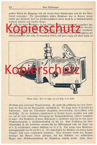 original Zeitungsbericht - 1926 - Vergaser für Automobile und Flugzeuge , Technik , Oldtimer , Flugzeug !!!