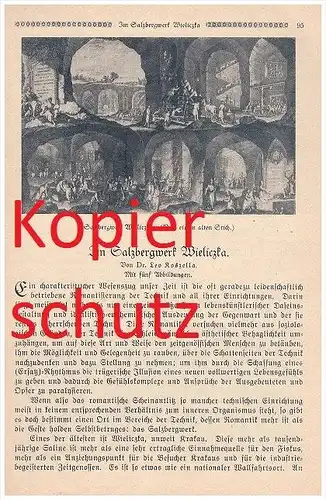 original Zeitungsbericht - 1926 - Salzbergwerk in Wieliczka , Schlesien , Groß Salze , Salz , Bergwerk !!!