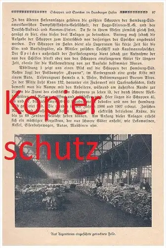 original Zeitungsbericht- 1926 - Hamburger Hafen , Hansahafen , Speicher , Überseehafen , Felle , Papier , Reis , Kaffee