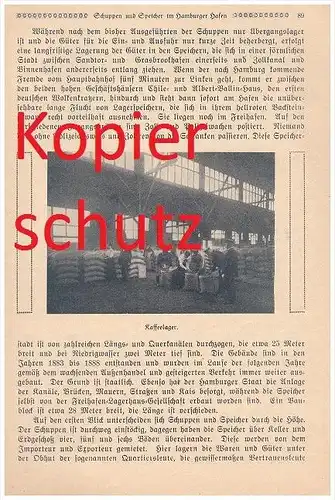 original Zeitungsbericht- 1926 - Hamburger Hafen , Hansahafen , Speicher , Überseehafen , Felle , Papier , Reis , Kaffee