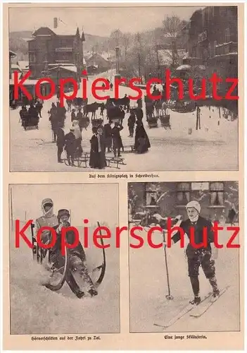 original Zeitungsbericht - 1911 -  Wintersport in Schreiberhau / Szklarska Poreba , Ski , Schlitten !!!