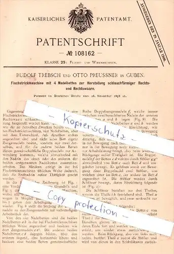 Original Patent -  R. Trebsch und O Preussner in Guben , 1898 , Flachstrickmaschine !!!