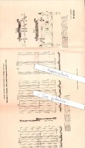 Original Patent - H. F. Passavant in Basel , Schweiz , 1883 , Neuerungen an Falzziegeln , Dachdecker !!!