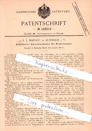 Original Patent - E. L. Marugg in Auerbach i. V. , 1898 , Kröpfbarer Zwischenboden für Kinderwagen !!!