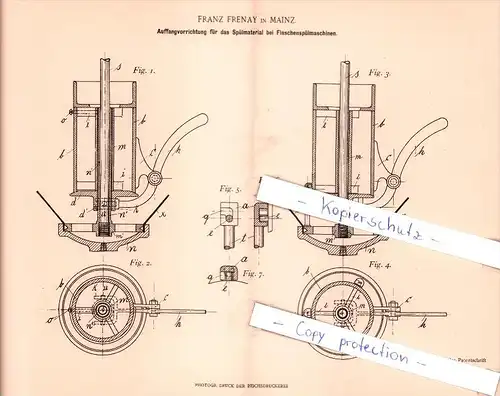 Original Patent - Franz Frenay in Mainz , 1898 , Schankgeräthe !!!