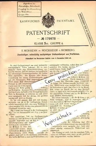 Original Patent - E. Morhenn in Hochheide b. Homburg , 1904 , Grubenstempel aus Profileisen , Grube . Zeche , Bergbau !!