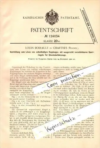 Original Patent - Louis Boirault à Chartres , 1900 , Couplage des voies ferrées !!!