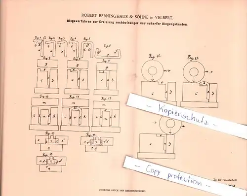 Original Patent -  Robert Berninghaus & Söhne in Velbert , 1900 , Biegeverfahren !!!