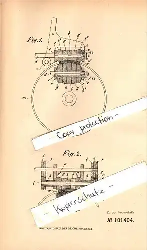 Original Patent - Fortuna-Werke Alberth Hirth in Cannstatt , 1906 , Lederabschärfmaschine mit Ringmesser , Stuttgart !!!