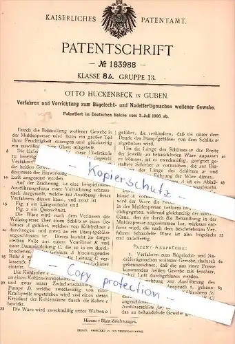 Original Patent - Otto Huckenbeck in Guben , 1906 , Bügelecht- und Nadelfertigmachen  !!!