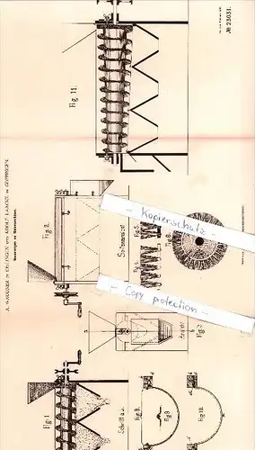 Original Patent - A. Waugner in Eislingen und A. Laacke in Göppingen , 1882 , Mühlen !!!